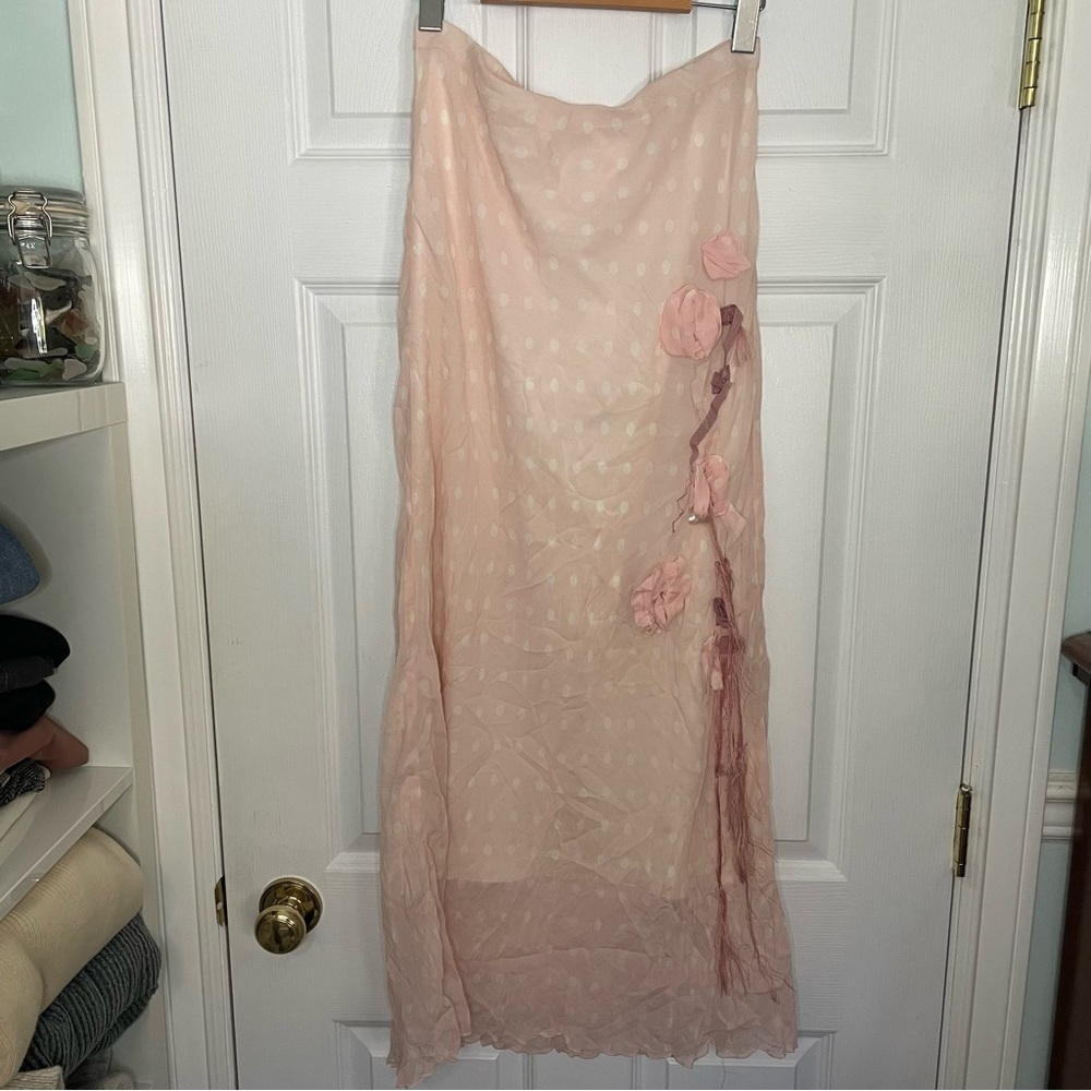 Sonia Fortuna NWT 100% Silk Balletcore Light Pink Long Maxi Skirt Medium
